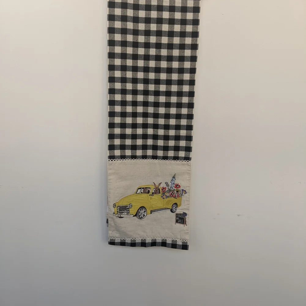 Pier 1 Imports Yellow Truck Embroidered Table Runner